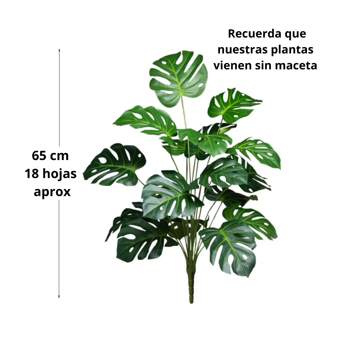 Monstera “Costilla de Adán” Artificial – 65 cm | Planta Tropical de Interior
