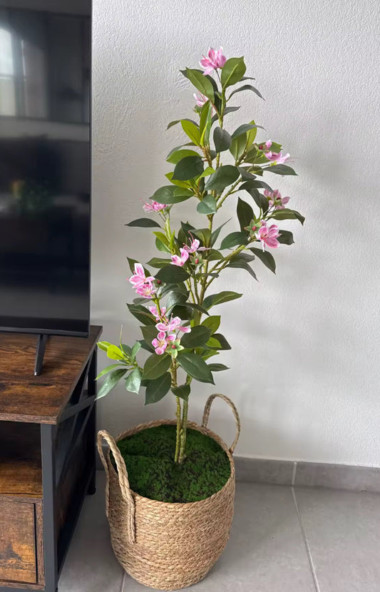 Ficus Floral – Árbol Artificial con Flores Blancas o Rosas (80 / 120 cm)