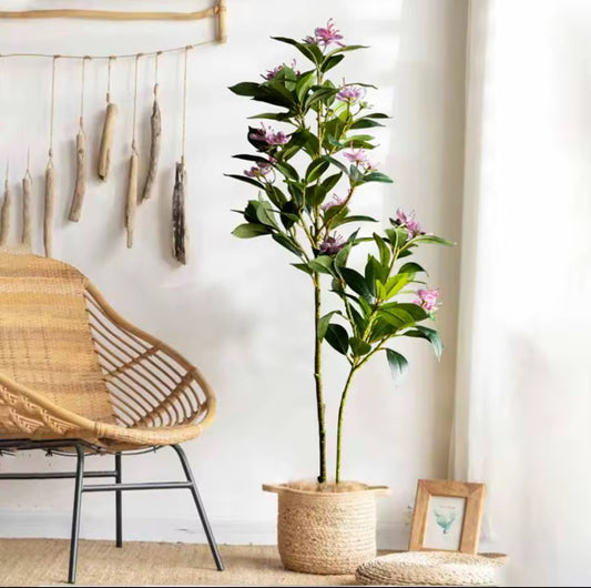 Ficus Floral – Árbol Artificial con Flores Blancas o Rosas (80 / 120 cm)