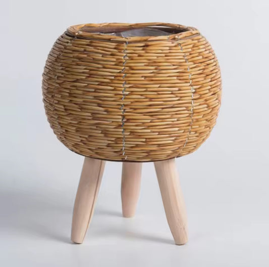 Maceta de Mimbre con Soporte | Elevada 16 cm | Toque Natural para tu Hogar